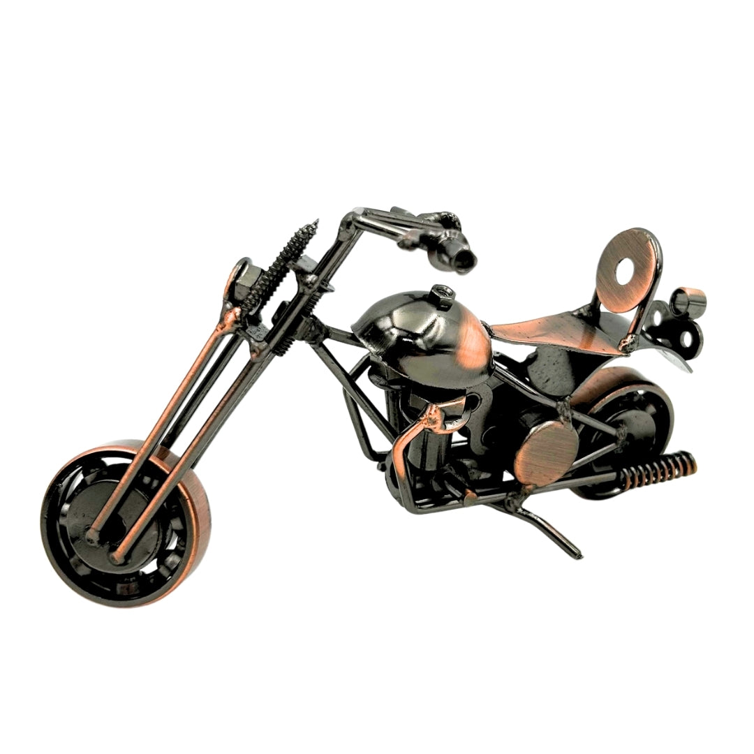 Model Motocykla Chopper M33 z Grawerem - Metalowy, Miedziano-Antracytowy, 15x6x9,5 cm