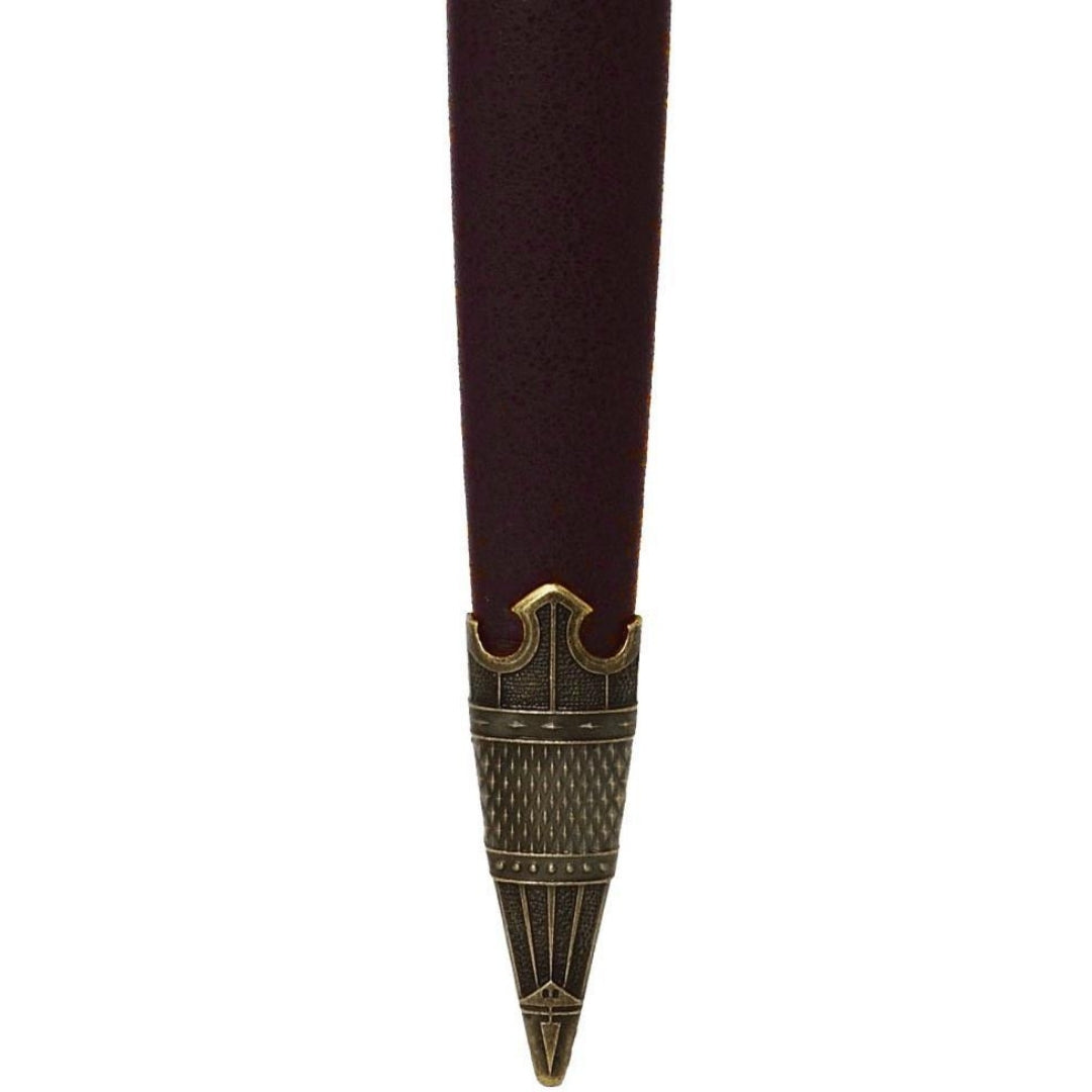 Templomos tőr hüvelyben, dekoratív, gravírozással – nemesacél replika, 40 cm