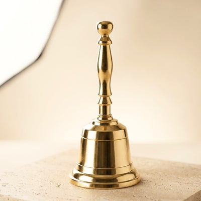 Sárgaréz kézicsengő, 11,5 cm, személyre szabható gravírozással