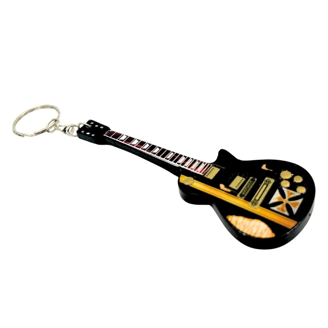Metallica James Hetfield Iron Cross gitár kulcstartó, gravírozással személyre szabható