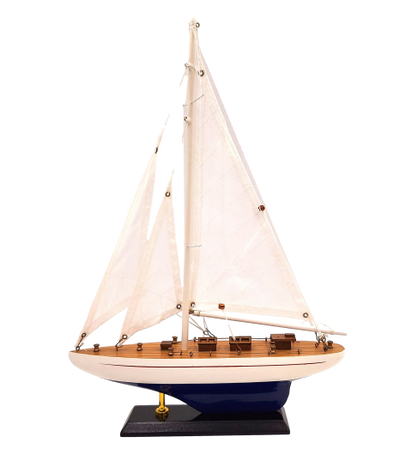 Fa jachtmodell, magasság 42 cm, gravírozással személyre szabható