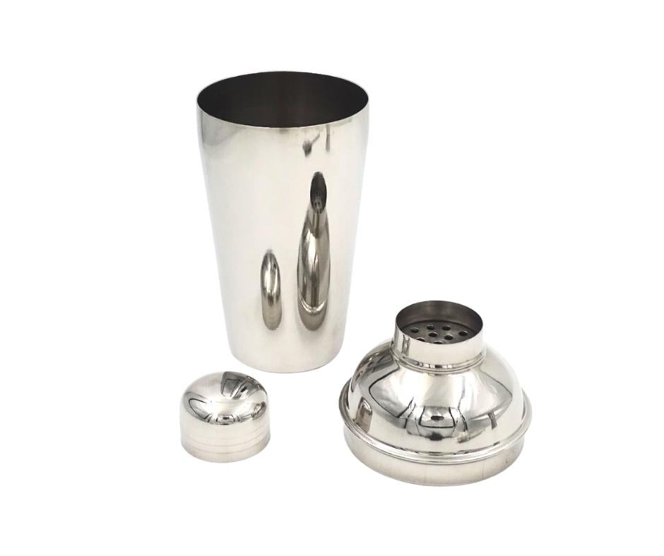 Steel 3 részes bártenderszett személyre szabható gravírozási lehetőséggel - shaker 750 ml, jigger 15/30 ml, strainer - elegáns ajándék a koktélok kedvelőinek, rozsdamentes acél, ezüst szín