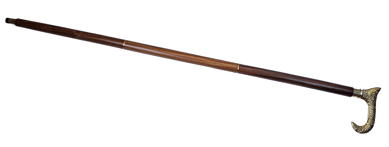 Fa sétabot aranyszínű markolattal - összecsukható - elegáns ajándék gravírozásos személyre szabási lehetőséggel - 91,5 cm, barna, sárgaréz fogantyúval