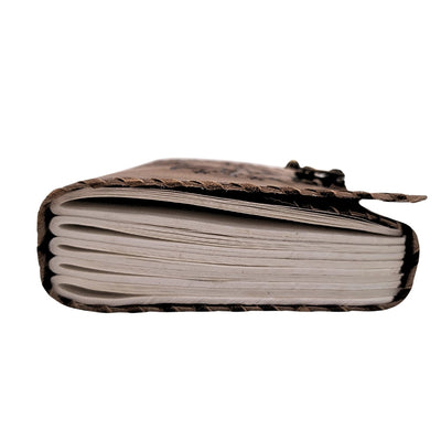 Retro bőr notesz Nap és Hold motívummal, 200 oldal, gravírozással történő személyre szabás lehetőségével, bézs-barna, ideális ajándék művészeknek vagy a mindennapok varázsának kedvelőinek
