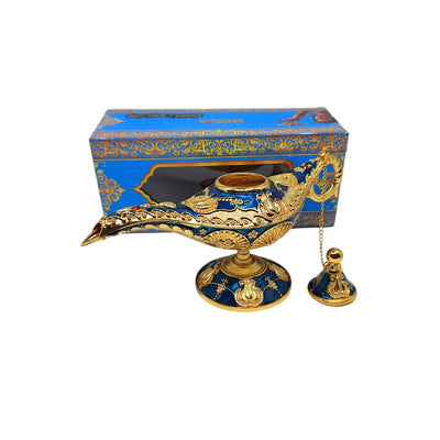 LABB Aladdin-lámpa aranyszínű fém díszítésekkel, sötét tengerészkék, 22 x 7 x 11 cm