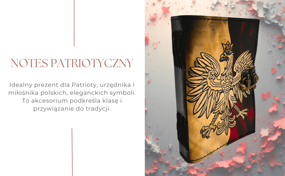 Notes Skórzany Pamiętnik Polski Orzeł Patriotyczny z Grawerem
