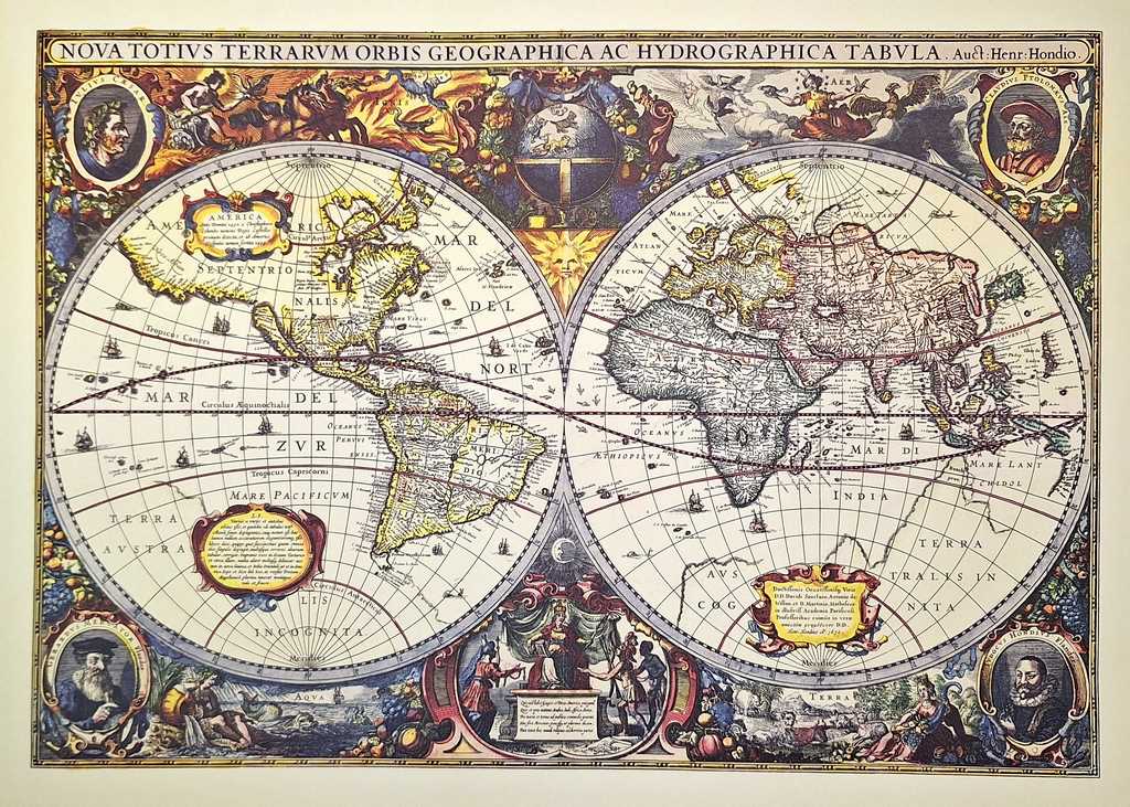 Világtérkép, 1630. - J. Hondius reprint, személyre szabható gravírozással