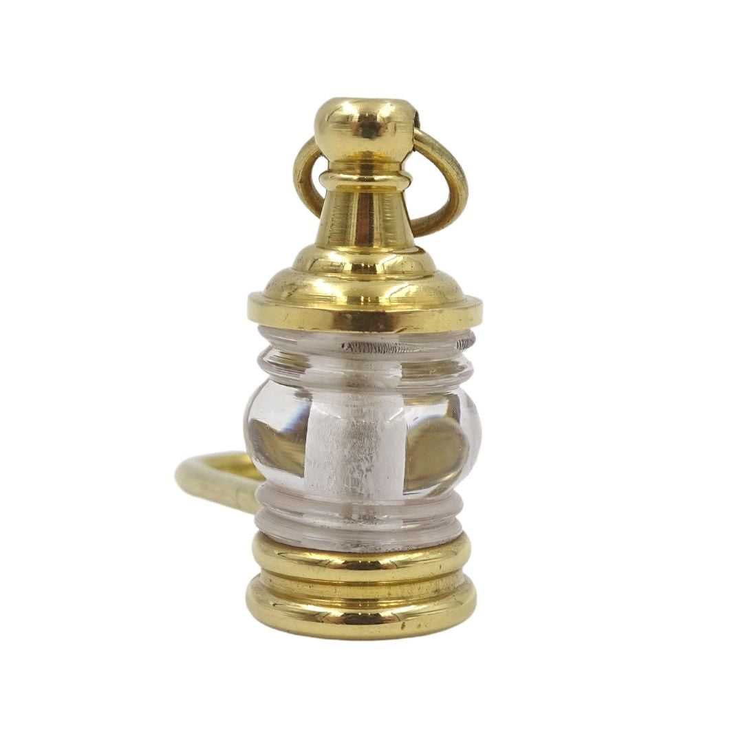 Lampa Żeglarska Breloczek do kluczy Key-0118 z Mosiądzu i Szkła, Złota, Personalizowany Grawer, Idealny na Prezent, Wymiary 11 x 2 x 2 cm