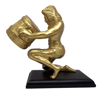 Arany dekoratív Vízöntő figura AQU2, személyre szabható gravírozással, ideális ajándék bármilyen alkalomra, magasság 18 cm, elegáns alumínium kivitel