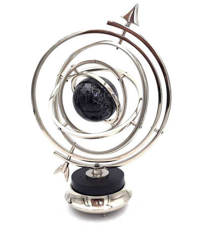 Gömbasztrolábium földgömbbel, 44,5 cm, ezüstszínben, személyre szabható gravírozással