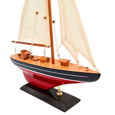 Elegáns fa vitorlás jacht modell 30 cm, gravírozásos személyre szabással