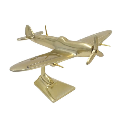 Model myśliwca Spitfire z aluminium w kolorze złotym, z możliwością personalizacji grawerem