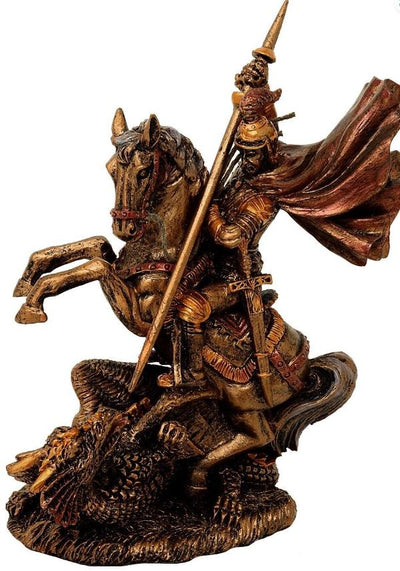 Szent György figura polirezinből, 13 cm, személyre szabható gravírozási lehetőség, ideális ajándék különféle alkalmakra