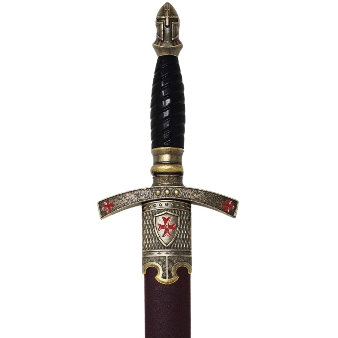 Templomos tőr hüvelyben, dekoratív, gravírozással – nemesacél replika, 40 cm