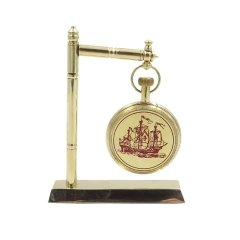 NC2126 tengerészeti sárgaréz asztali óra gravírozási lehetőséggel, 12 cm magas, ideális ajándék a vitorlázás szerelmeseinek horgony- és vitorláshajó-motívummal