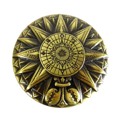 Mosiężny Kompas Solarny Renesansowy z Grawerem - Elegancki Prezent Vintage o Wysokości 4,5 cm i Średnicy 8,5 cm
