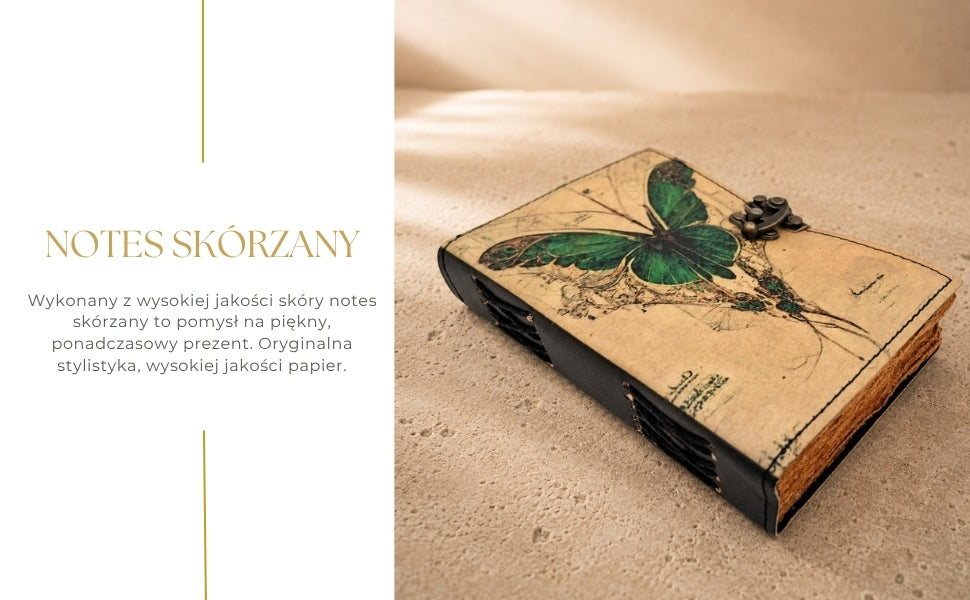 Notes Skórzany Retro Motyl z Grawerem