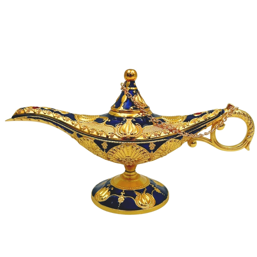LABB Aladdin-lámpa aranyszínű fém díszítésekkel, sötét tengerészkék, 22 x 7 x 11 cm