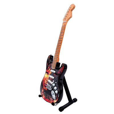 Mini Gitara Jim Morrison The Doors - Drewno Mahoniowe - Personalizowany Grawer - Idealny Prezent dla Fanów Muzyki - Wysokość 27,5 cm - Kolekcjonerski Element Dekoracyjny