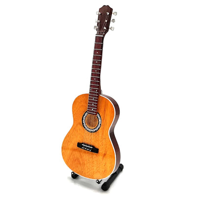 Mini klasszikus gitár gravírozással - fa mahagóni dekoráció, 25 cm