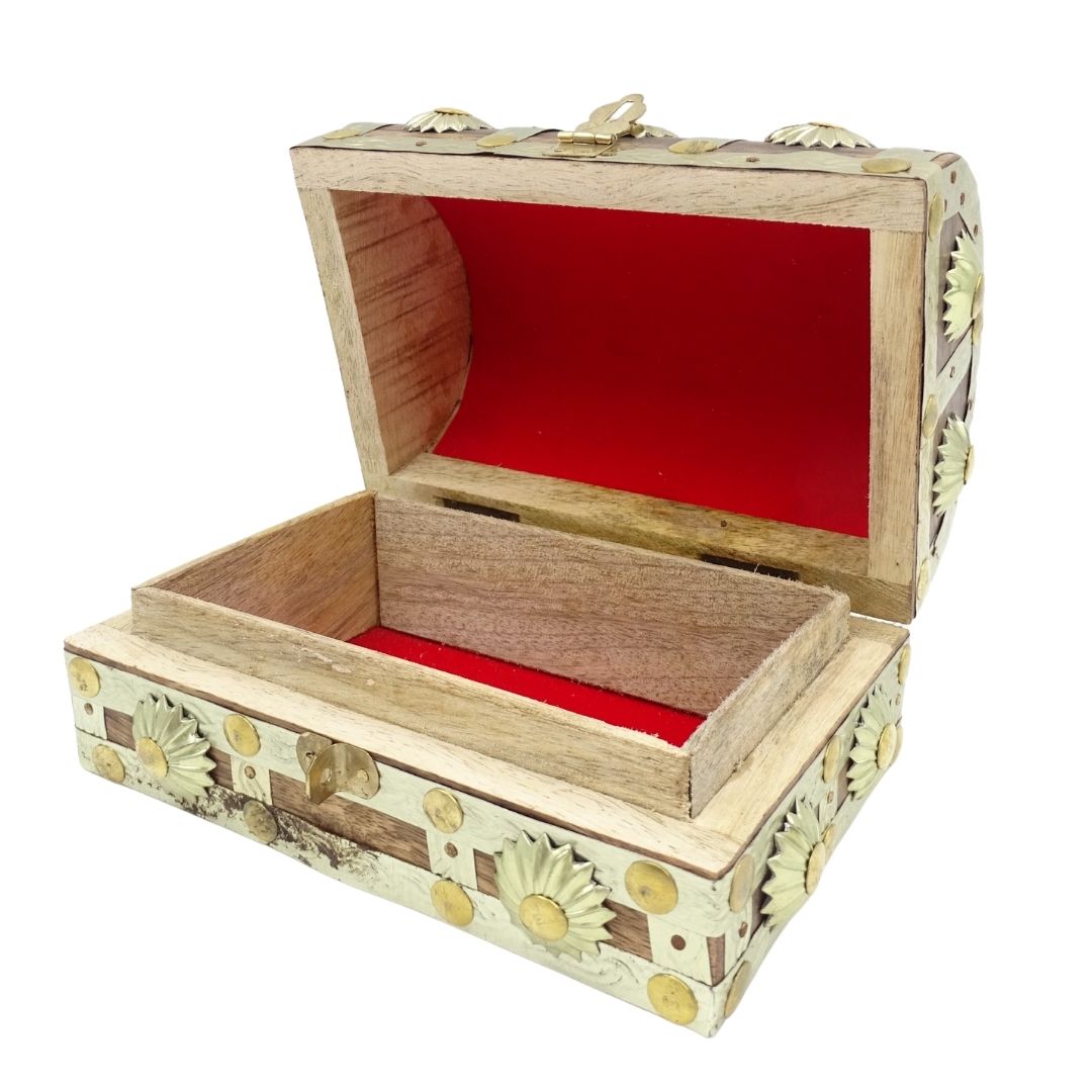 Drewniana szkatułka na różności SE14 z możliwością personalizacji grawerem, brązowa i złota, idealna na prezent – 16x9,5x10 cm