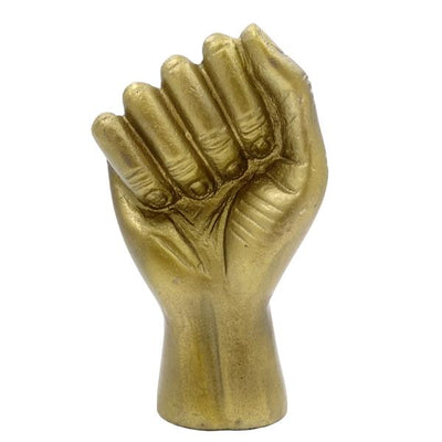Dekoratív, ökölbe szorított kéz alumínium figura 18cm, gravírozással személyre szabható