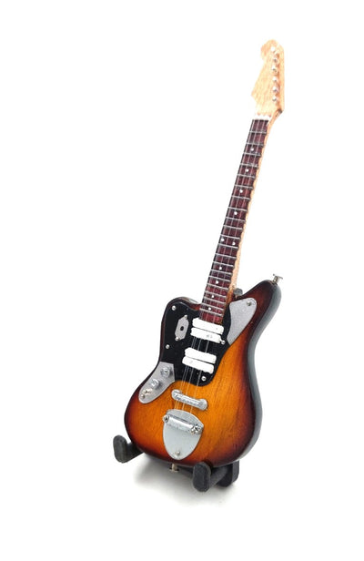 15cm-es minigitár Kurt Cobain stílusában, személyre szabható gravírozási lehetőséggel - barna mahagóni gitár ajándékba a grunge és a Nirvana rajongóinak