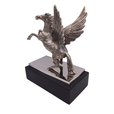 Pegaz - figurka dekoracyjna aluminiowa na podstawie stalowo-drewnianej - NI9935