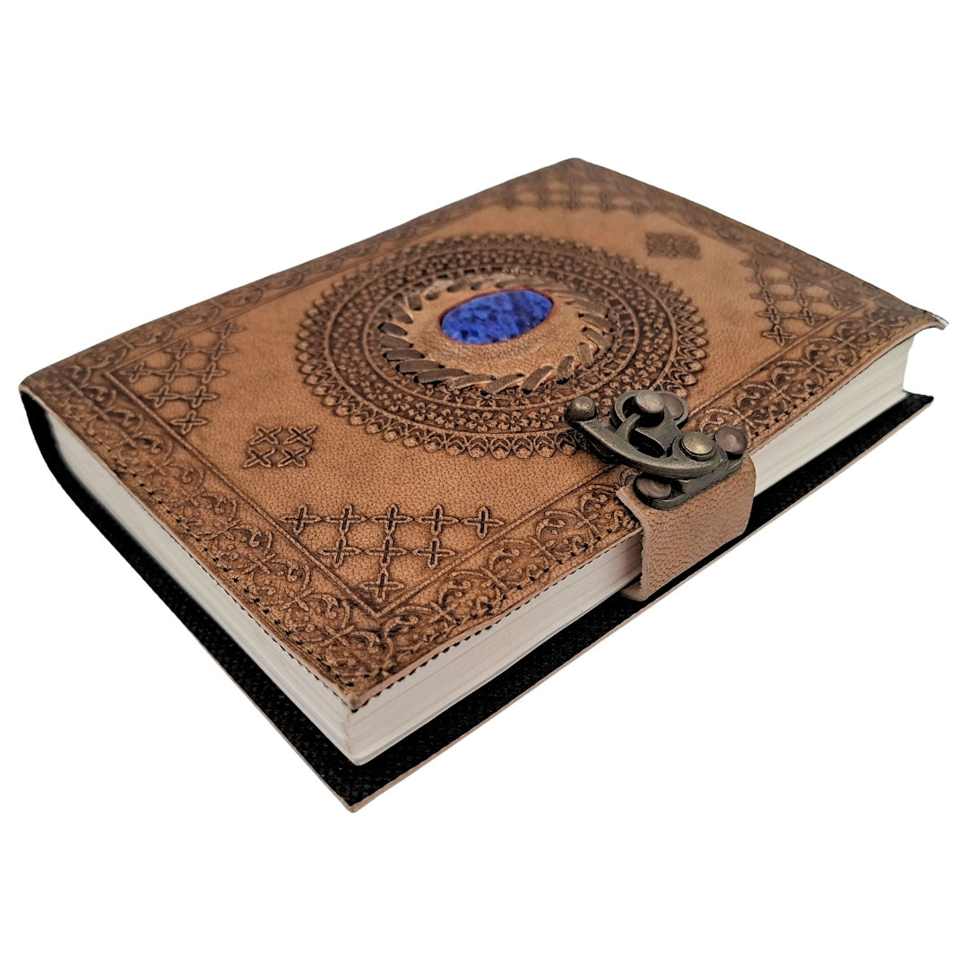 Notes Skórzany Retro z Kamieniem - Personalizowany Notatnik z Grawerem - Skóra Bawola, Brązowy, 18x13 cm
