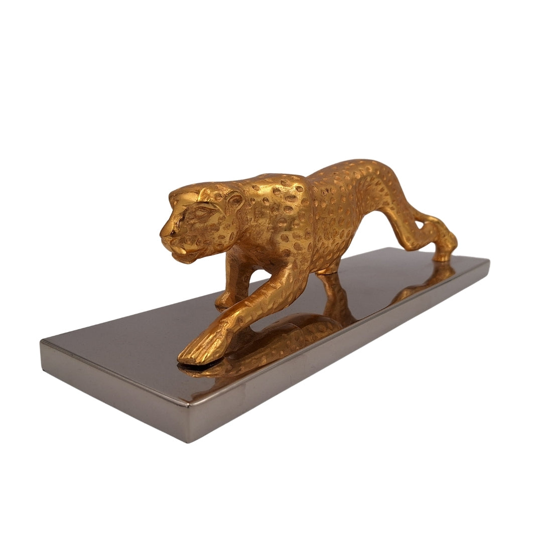 Elegancka Figurka Dekoracyjna Lampart Złoty 42cm z Personalizowanym Grawerem