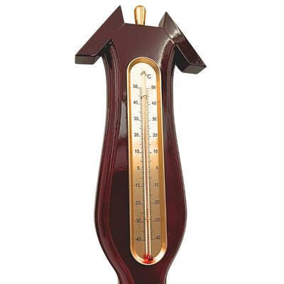 Elegáns 3 az 1-ben időjárás-állomás gravírozással – hőmérő, barométer, higrométer sötét fában, 40cm