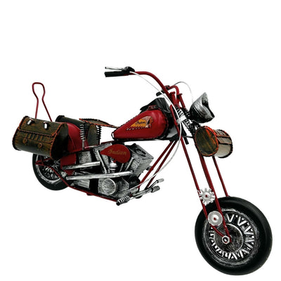 Nagy fém modell klasszikus chopper motorkerékpár piros színben, gravírozással személyre szabható