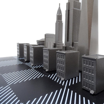 New York-i Skyline sakk rozsdamentes acélból, gravírozással