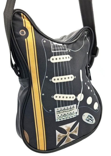 Torba na ramię w kształcie gitary z krzyżem maltańskim - Personalizowany prezent dla gitarzysty