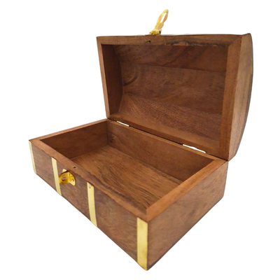 DNU-020 vintage tengerészeti fa ékszerdoboz sárgaréz horgonymotívummal, személyre szabott gravírozással, ideális ajándék tengerkedvelőknek, méretek: 18,4 × 12,7 × 7,6 cm