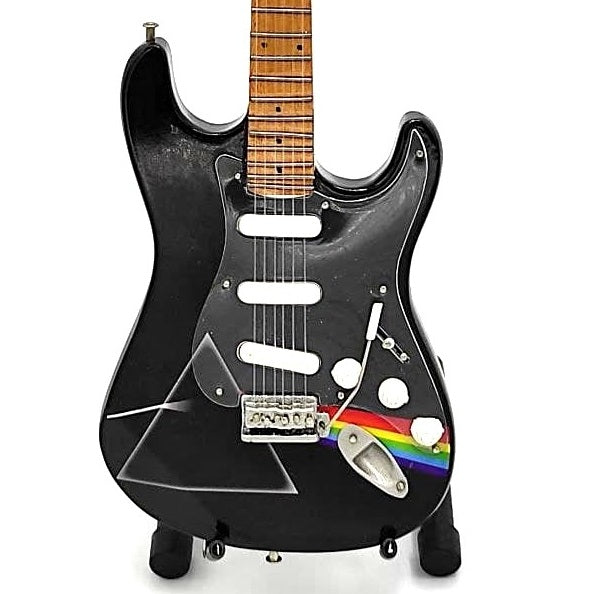 Pink Floyd mahagónifából készült, kézzel készített minigitár, 27,5 cm, személyre szabható gravírozási lehetőség, ideális ajándék zenerajongóknak
