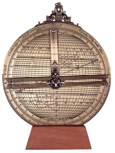 Rojas H34 sárgaréz asztrolábium gravírozással személyre szabható kivitelben – átmérő 20 cm, elegáns ajándék bármilyen alkalomra, kézzel készített reneszánsz stílusú navigációs és csillagászati eszköz