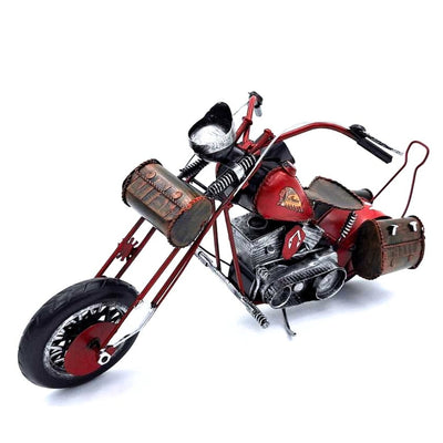 Nagy fém modell klasszikus chopper motorkerékpár piros színben, gravírozással személyre szabható