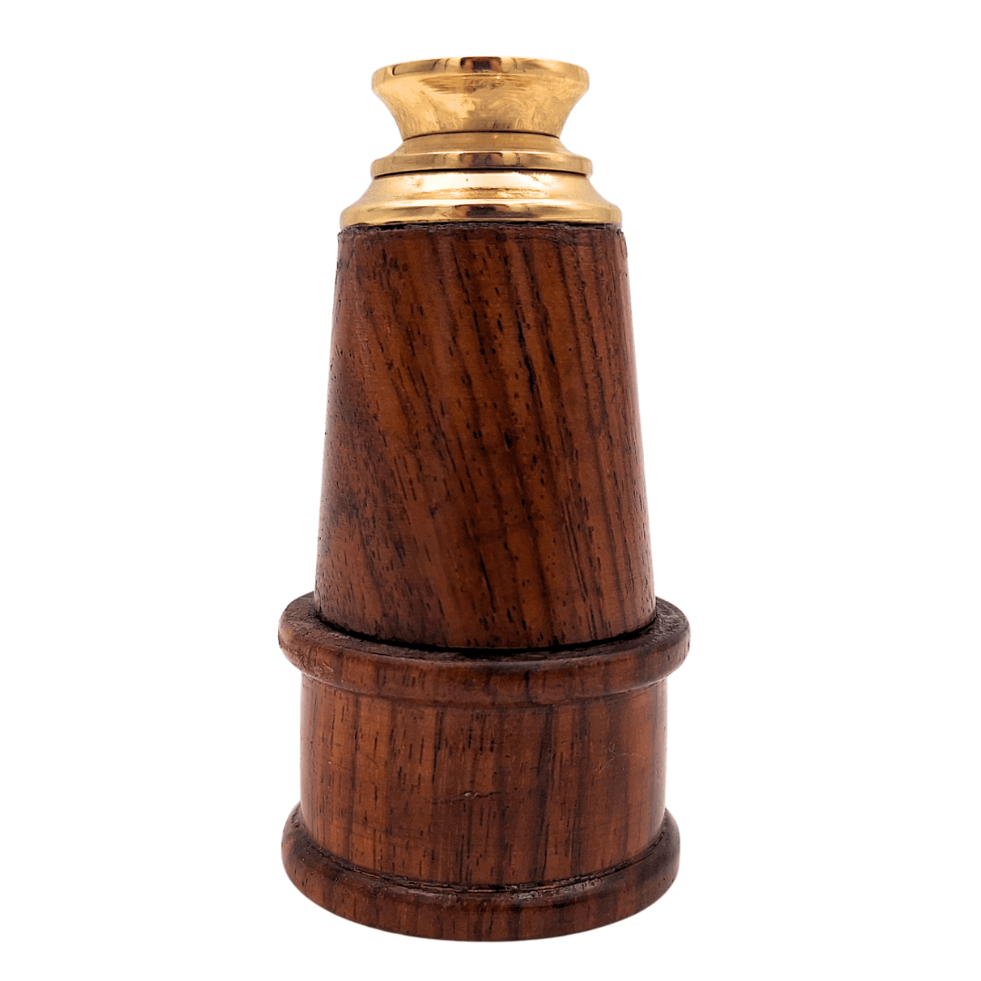 Lunetka Retro Mosiężno-Drewniana HT021 z Możliwością Grawerowania – Elegancka Dekoracja na Prezent w Stylu Vintage, Marynistycznym, Długość 18 cm