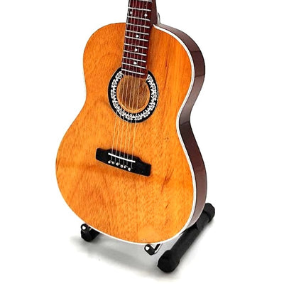 Mini klasszikus gitár gravírozással - fa mahagóni dekoráció, 25 cm