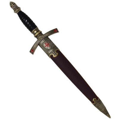 Templomos tőr hüvelyben, dekoratív, gravírozással – nemesacél replika, 40 cm