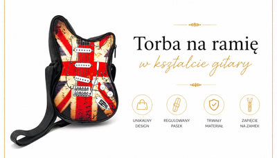 Gitár alakú válltáska brit zászlóval RBG-008, személyre szabható gravírozással