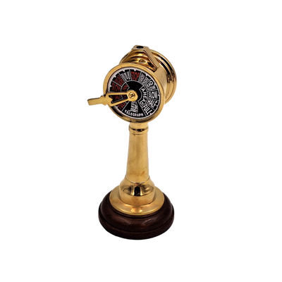 COM-2005 hajótávíró sárgarézből és fából, magasság 16 cm, személyre szabott gravírozás, ideális ajándék a hajózás kedvelőinek