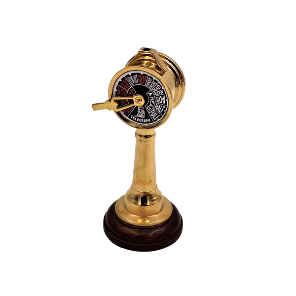 COM-2005 hajótávíró sárgarézből és fából, magasság 16 cm, személyre szabott gravírozás, ideális ajándék a hajózás kedvelőinek