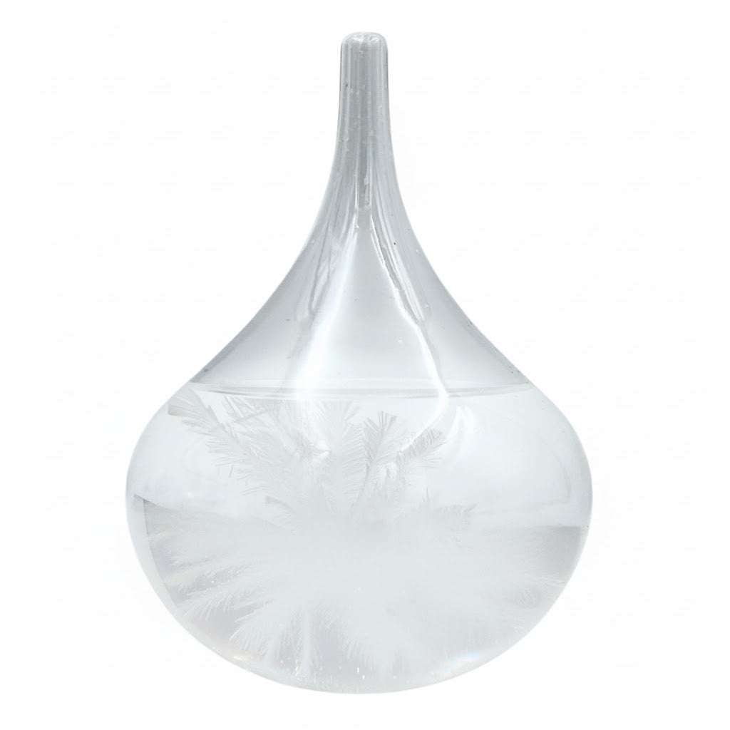 Fitzroy-viharbarométer – csepp alakú Storm Glass gravírozással történő személyre szabási lehetőséggel – elegáns csepp alakú ajándék, magasság 11 cm, üvegedény egyedi, időjárás-változásokra reagáló kristályokkal