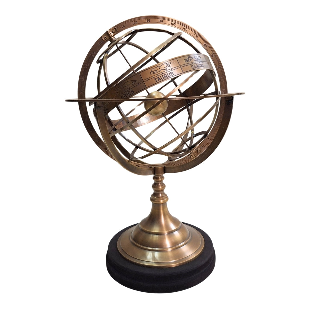 Sárgaréz asztrolábium gravírozással – elegáns dolgozószoba-dekoráció, 52 cm magas