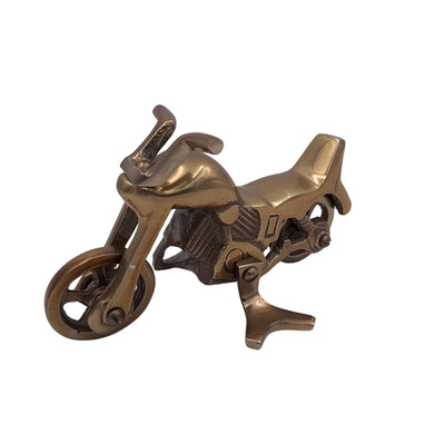 N-2960 fém motorkerékpár-modell antik sárgaréz színű alumíniumból – személyre szabott gravírozás ajándéknak, méretek 17,5 x 10 cm