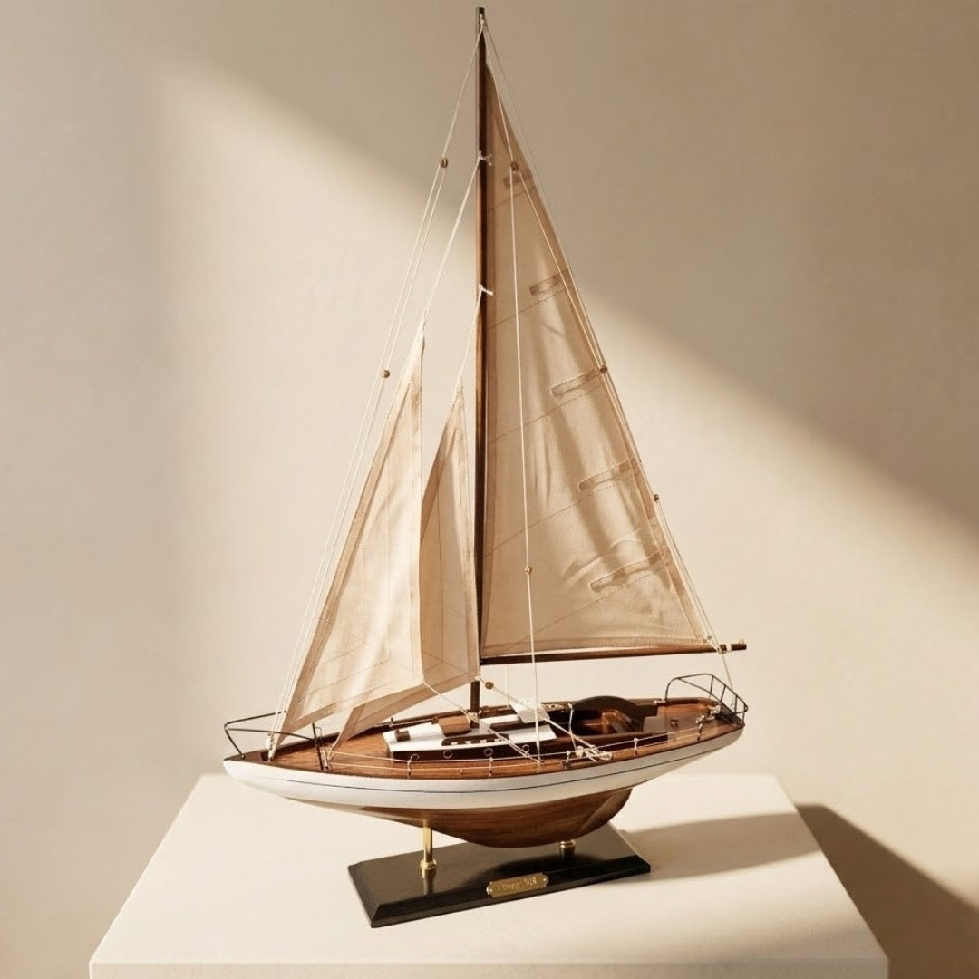 Vitorlás jacht modell 66 cm, gravírozásos személyre szabási lehetőséggel