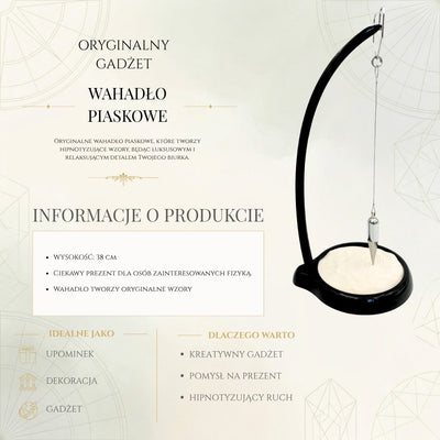 Homokinga Sand Pendulum gravírozással – inspiráló 38cm dekoráció kinetikus homokkal