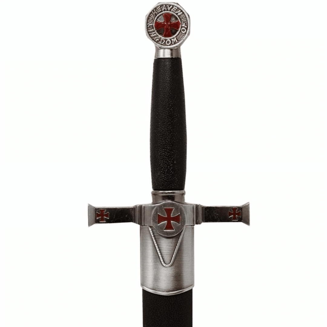Sztylet Dekoracyjny Templariuszy z Pochwą i Grawerem - Replika ze Stali Nierdzewnej, 40 cm